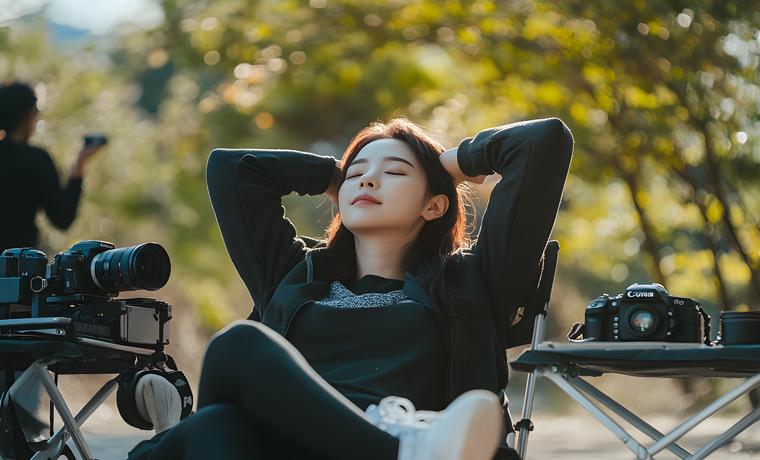 young women relaxing in chair photo