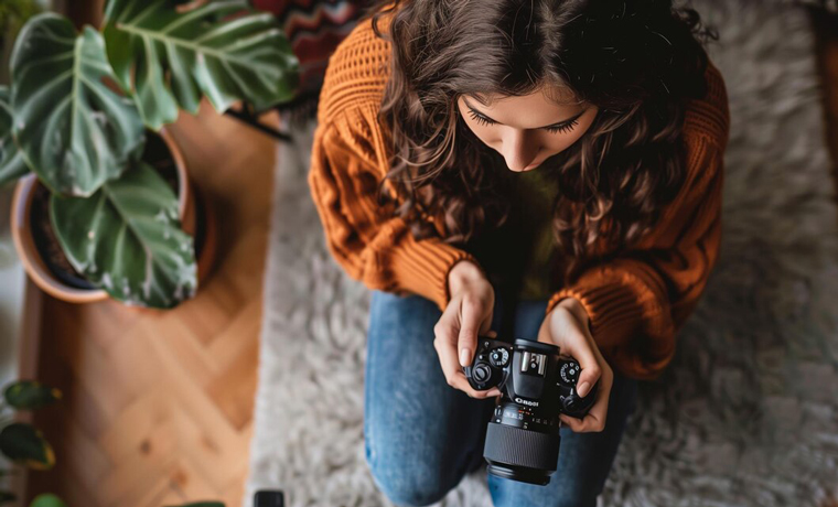 women holding camera photo captured by RVR student