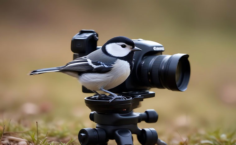 bird sitting on camera