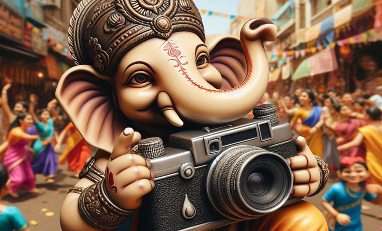 Ganapati god image capturing by RVR student