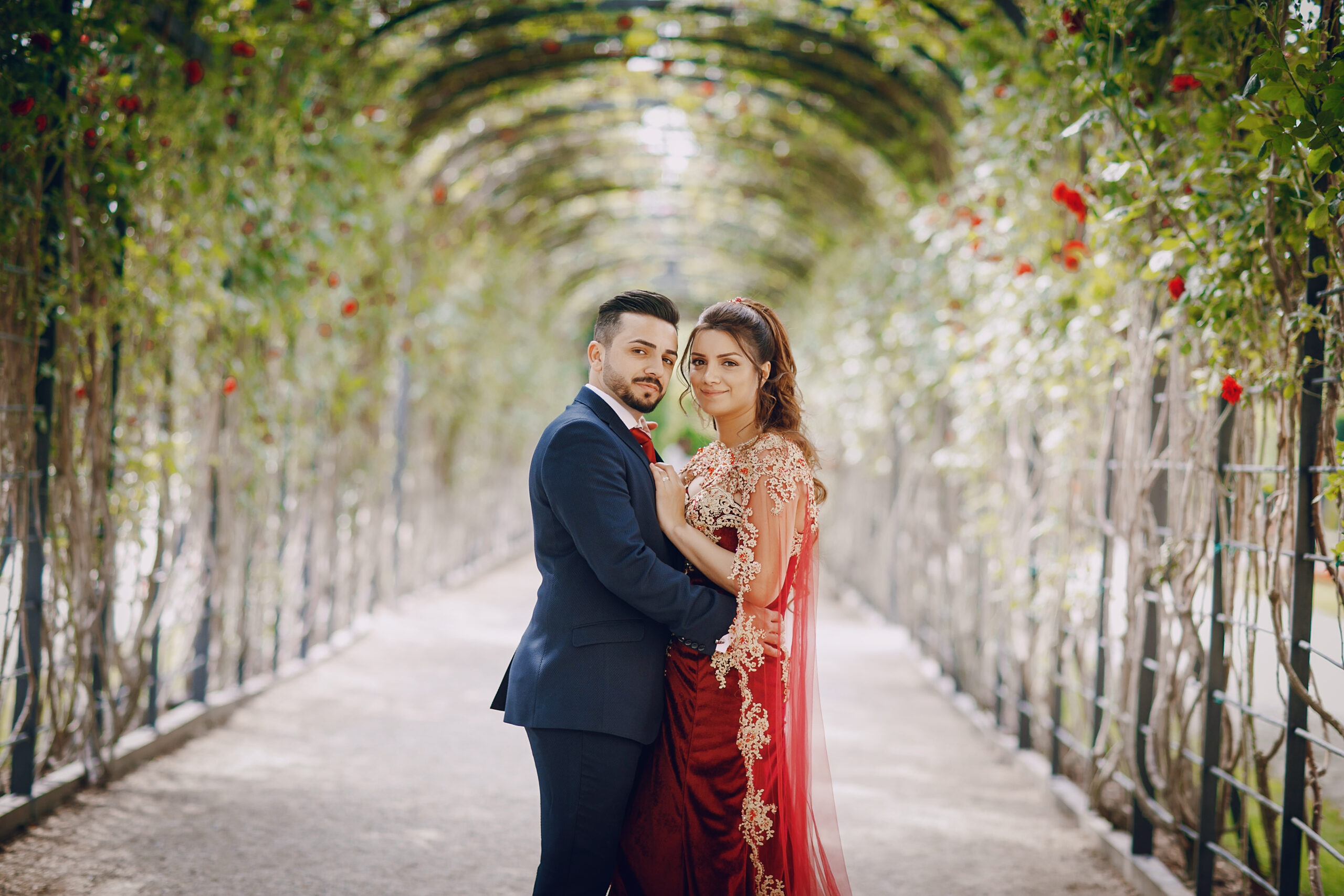 Navy blue with red saree