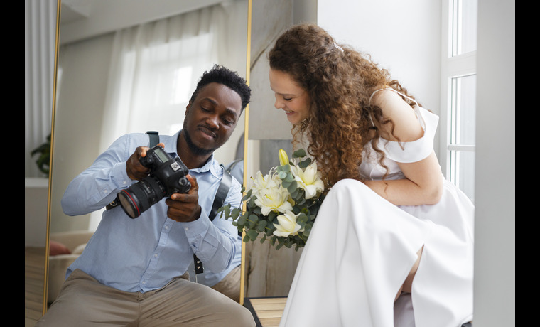 photographer showing brid about his caption